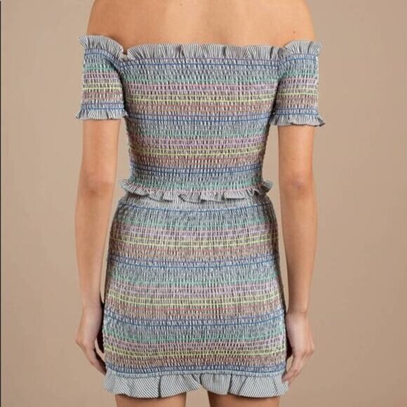 STORIA Smocked Rainbow Thread Ruffle Pull-On Mini Skirt Sz Small - Picture 3 of 8